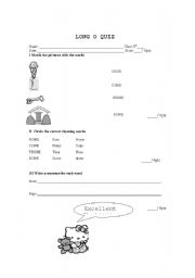 English worksheet: Long O Quiz