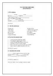 English Worksheet: YOU GIVE ME SOMETHING James Morrison