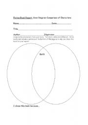 English worksheet: Venn Diagram Book Report Option