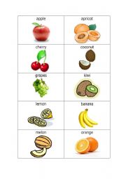 English Worksheet: fruit flashcards