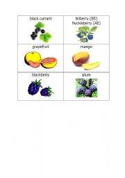 English Worksheet: fruit flashcards