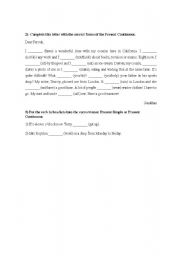 English Worksheet: test present continuos present simple