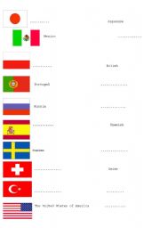 English worksheet: countries and nationalities