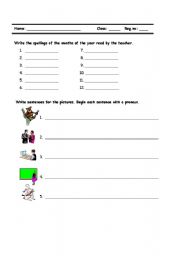 English Worksheet: pronouns/verb