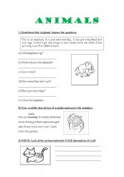 English worksheet: Animals