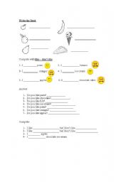 English Worksheet: food - like dont like