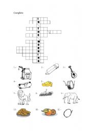 English Worksheet: Basic Crosswords
