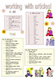 English Worksheet: WORKING WITH ARTICLES
