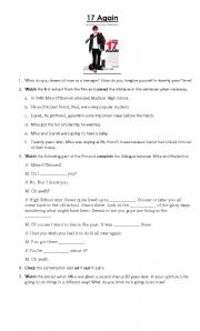 English Worksheet: Video guide 17 again