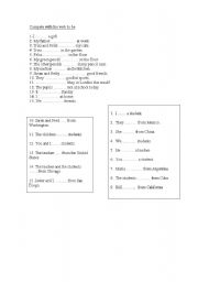 English worksheet: verb to be