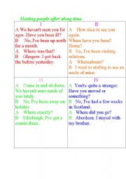 English Worksheet: Meeting people after along time