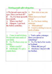 English Worksheet: Meeting people after along time
