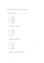 English worksheet: reflexive