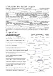 English Worksheet: British-American English,Questions,Compound adjectives
