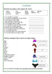 English worksheet: Clothes