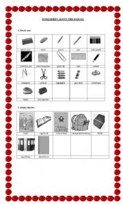 English Worksheet: School objects