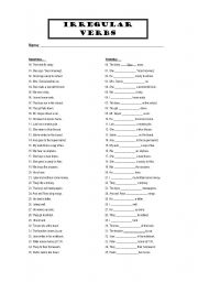 English Worksheet: Irregular verbs
