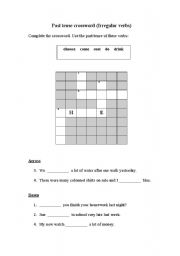 English Worksheet: Irregular verb (past tense) crossword