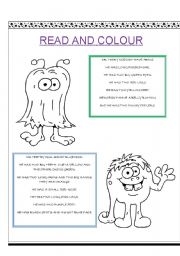 English Worksheet: Read and colour