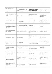 English Worksheet: Speaking - Match present perfect simple and continuous