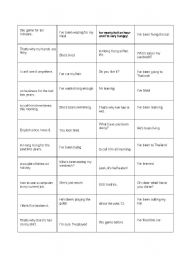 English worksheet: Speaking - Match present perfect simple and continuous