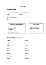 English worksheet: lesson 1 starter