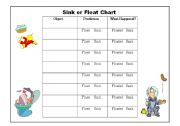 Sink or Float? Super Science activity!!!! Chart and Flash Cards Included!!!!