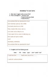 English worksheet: Song: Somebody to Love by Queen 