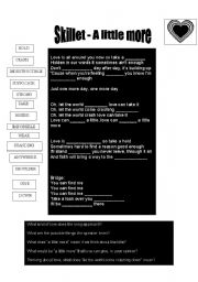 English worksheet: Skillet - A little more