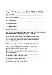English Worksheet: sport questions