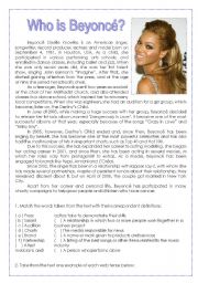 English Worksheet: Who is Beyonc?