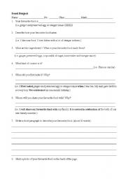 English Worksheet: Food Project