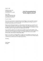 Letter of Recommendation sample