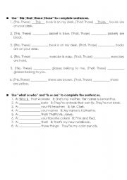 English worksheet: pronous: this those 