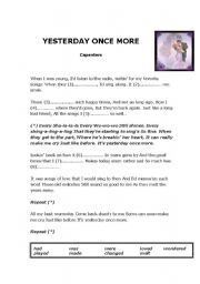 English Worksheet: Yesterday once more
