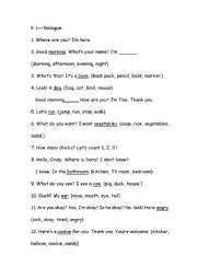 English Worksheet: ESL 1 simple Dialogue