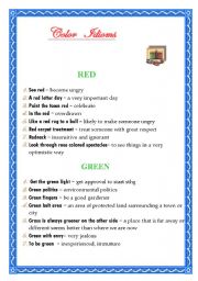 English Worksheet: COLOUR  IDIOMS