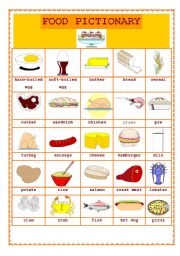 English Worksheet: Food Pictionary