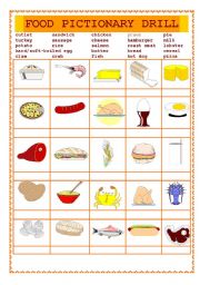 English Worksheet: Food pictionary drill