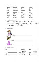 English worksheet: My first words in English