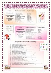 English Worksheet: question tags