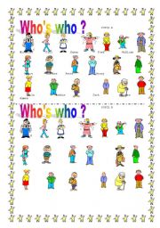 English Worksheet: WHOS WHO ? face pairwork !!!!!!!!!!!!!!!!!!!!!!!!!!!!!!!!!!!!!!!!! CLOTHES