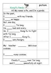 English worksheet: KungFu panda gap-filled