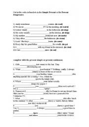 English Worksheet: present simple vs. present progressive