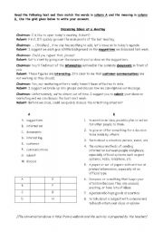 English worksheet: Vocabulary Activity