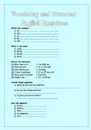 English Worksheet: Vocabulkary and Grammar -Various exercises