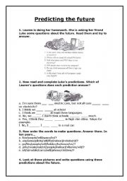 English Worksheet: Predicting the future