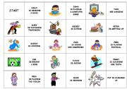 English Worksheet: present continuous domino