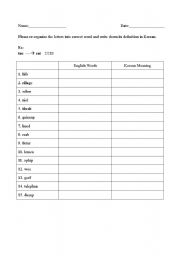 English worksheet: Vocabulary on Animals