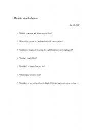 English Worksheet: interview